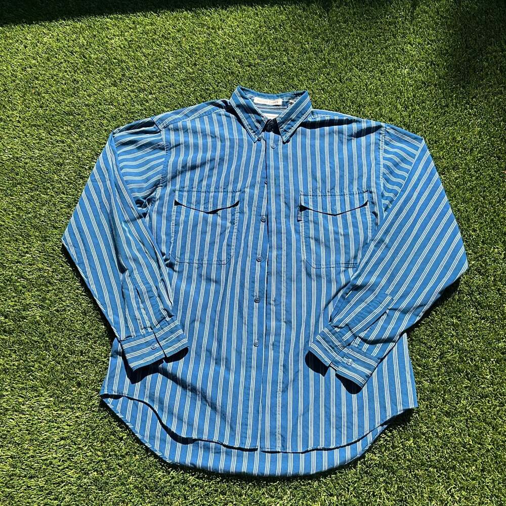 Vintage 90s Levi's Big E Silver Label Striped Long Sleeve Button Up Size M